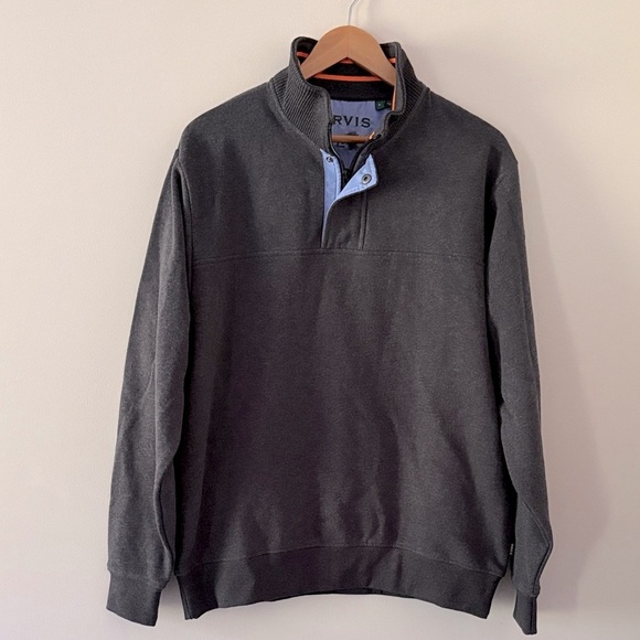 Orvis Signature 1/4-Zip Snap Sweatshirt Long Sleeve Classic Fit Grey Size L - Picture 1 of 12